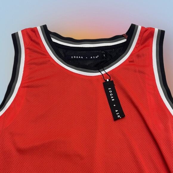 EDGAR ASH Men’s XL Red Black Basketball Style Tank Top - Picture 1 of 3